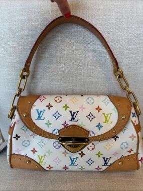 Louis Vuitton Monogram Murakami Multicolor Beverly MM White Authentic
